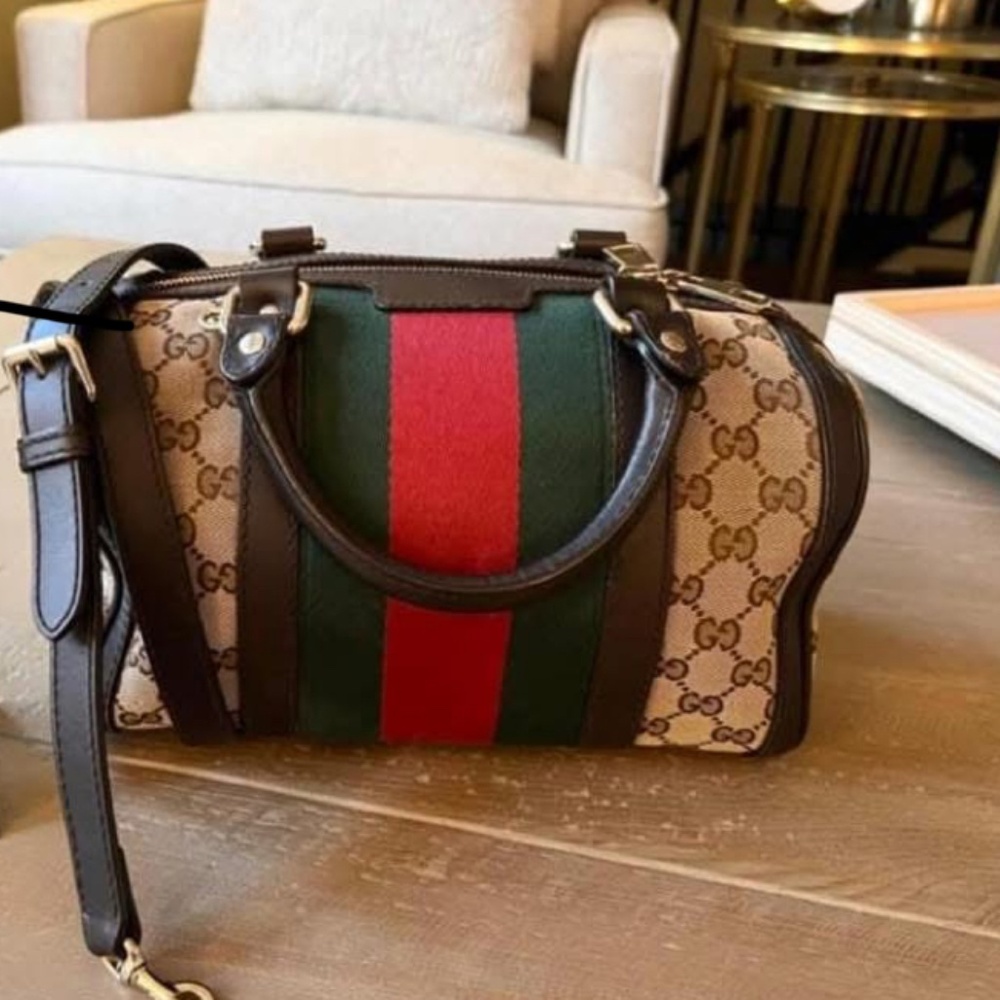 Authentic Gucci Web Boston with Red/Green